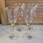 Royal Albert Old Country Roses Formal Crystal Wine Goblets Pink W/Gold Ball