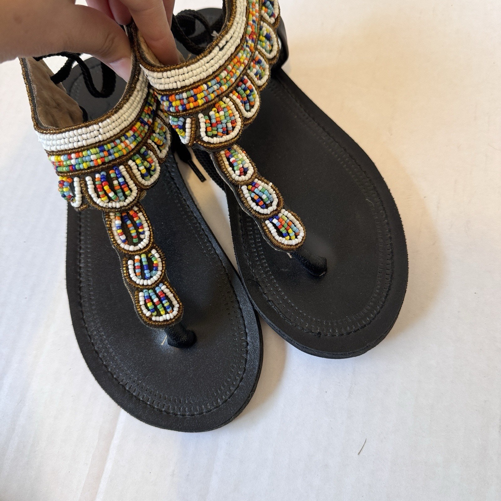 AUTHENTIC Multicolor Beaded Sandals Handmade Masa… - image 2