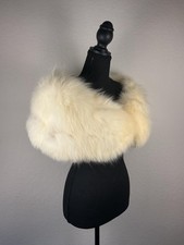 White Fox Fur Stole Neiman Marcus Vintage Ivory Bridal Real Fur Wrap