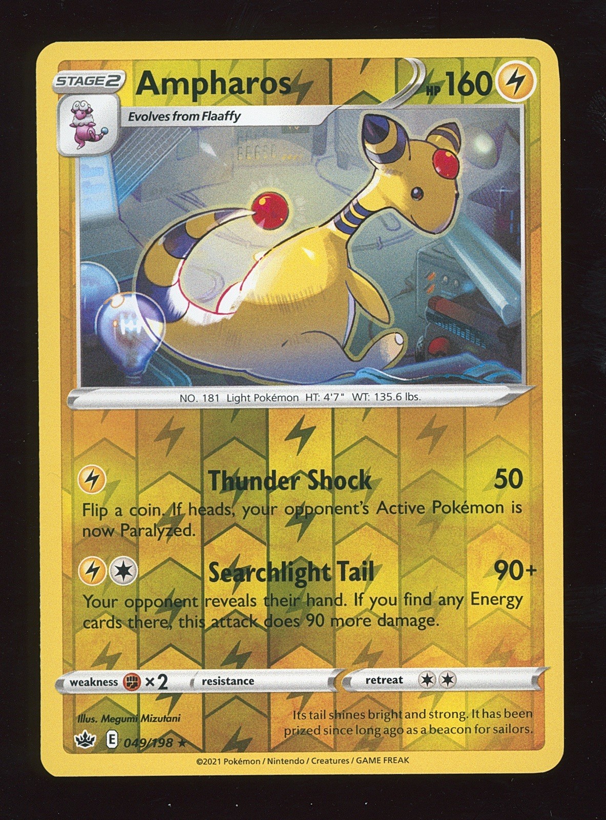 Reverse Holo Ampharos Chilling Reign NM 049/198 Pokémon TCG YELLOW
