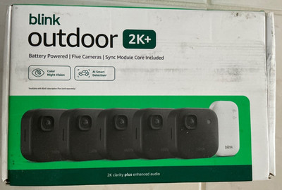 Blink Outdoor 2K+ Wireless Smart Security 5 Camera System with Sync Module Core