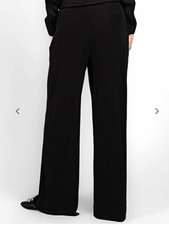 Nili Lotan Adriel Pant Black Mid-Rise Relaxed Wide-Leg Drawstring Pockets L