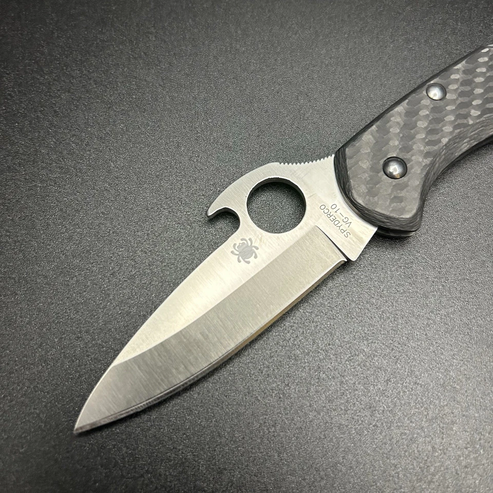 Custom Spyderco Delica 4 Emerson VG-10 Carbon Fiber Scales Titanium Deep Clip - Image 3 of 4
