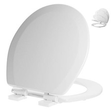 Round Toilet Seat Quiet-Close Molded Wood Toilet Seat with Round 16.5    White