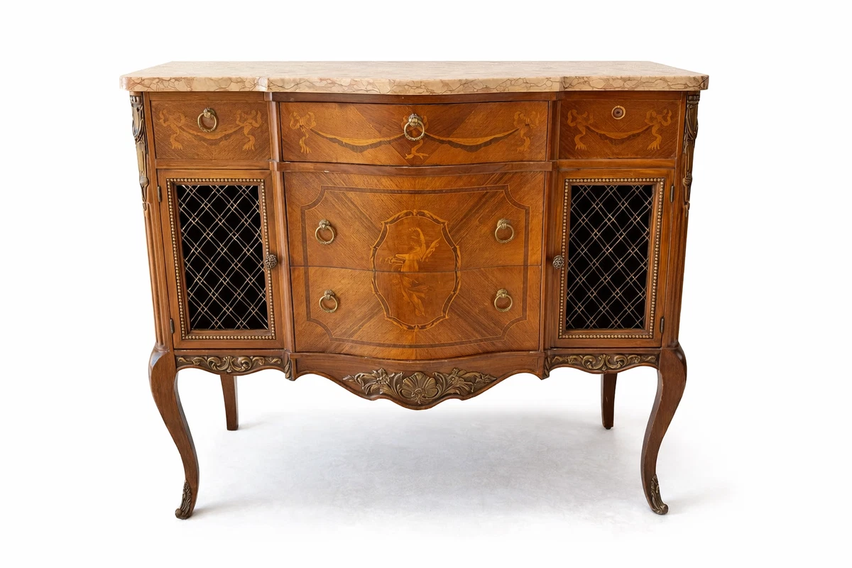 Vaisselier / Buffet Français Style - Palazzo INT - Noir - 5 étagères, 4 Tiroirs, 2 Portes Vitrées