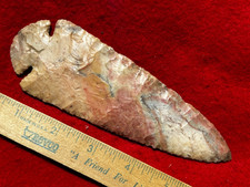 6 1/4" Flintridge Dovetail Point, Indian Artifacts, Hopewell, Arrowheads, Paleo