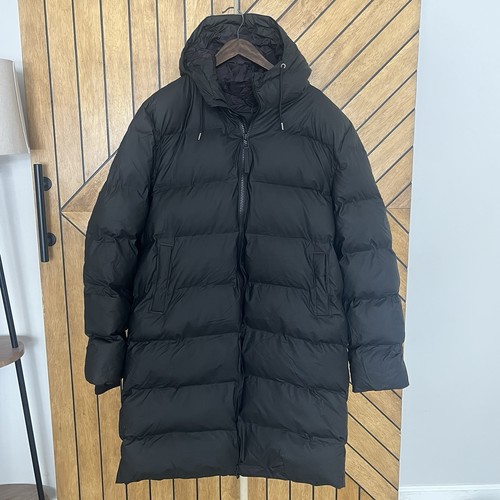 NWT $515 RAINS Unisex XL Alta Long Puffer Jacket Black Waterproof Insulated Zip