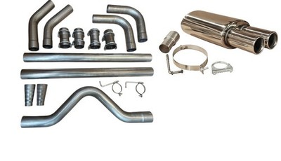 76mm AUSPUFF AB KAT ANLAGE AUSPUFF BACK BOX MIT ROHRWERK PASST FÜR MERCEDES W204