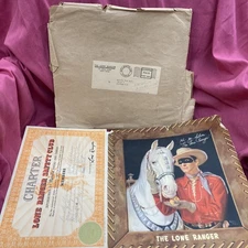 1939 Lone Ranger Safety Club Merita Bread Members Charter 1946 Picture & Mailer