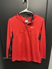 Men's Nike Dri Fit Red/Black 1/4 Zip Fleece Pullover - Size L