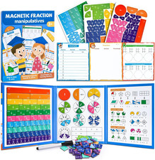 Magnetic Fraction Tiles  Circles Montessori Set for Elementary Kids - Hands-On