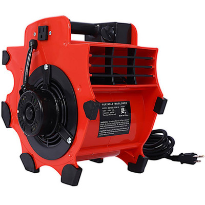 12 In. 3-Speed Heavy-Duty Portable Air Mover Floor Fan and Carpet Dryer in Red w