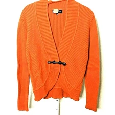 Jones New York Women's Sweater Y2K Grandma Cottage Core Orange Cardigan NWOT S