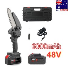 6" Mini Cordless Electric Chainsaw Rechargeable 2X Battery Powered Wood Cutter
