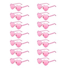 14 Pairs Heart Shaped Sunglasses for Women, Rimless Glasses, Frameless Love G...