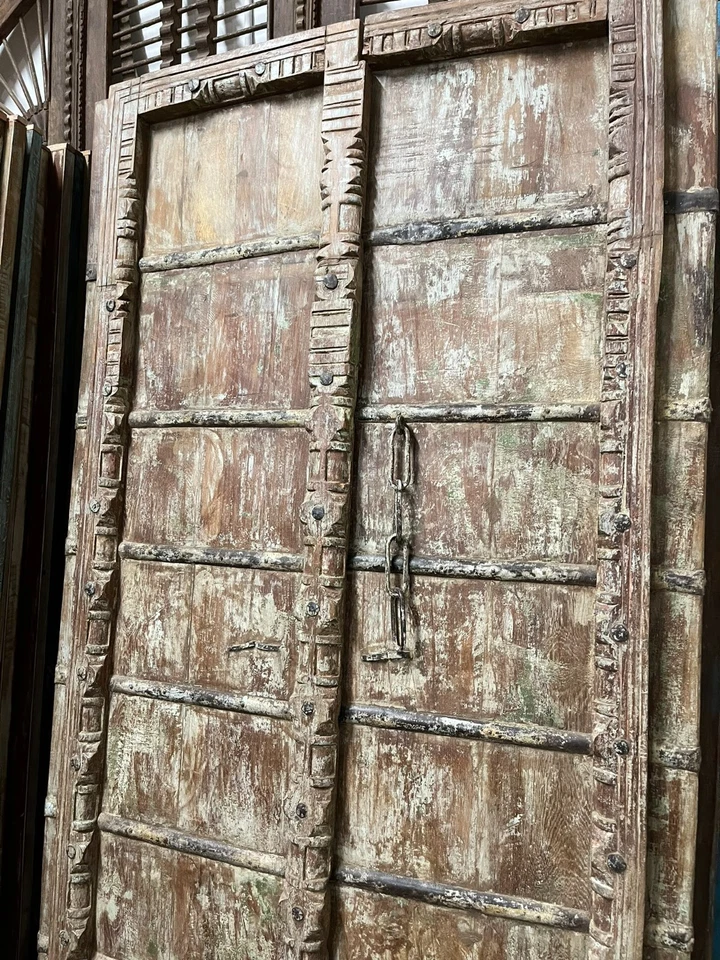 Portas esculpidas antigas madeira teca rústica fazenda interior exterior jardim porta 84 - Imagem 4 de 4