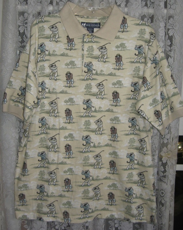 BIG DOGS GOLF DOG IMAGE POLO SHIRT LARGE NICE !