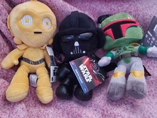 new 3 lot Star Wars Plush Toys Darth Vader , Boba Fett , C-3PO
