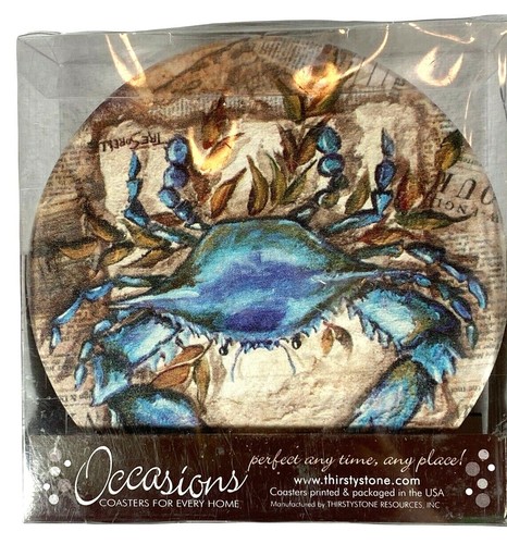 Ocean Theme Ceramic Coasters - Absorbent Stone Coasters With Cork Backing, Set Of 4 (Sea Animals) - View #4