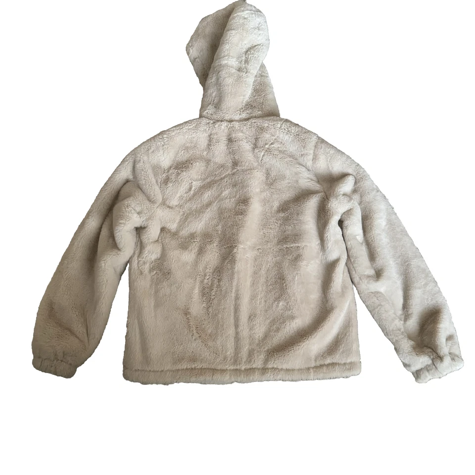 Chaqueta Jou Jou con capucha de piel sintética crema talla pequeña Foto 4 de 4