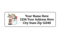 30 REINDEER SNOWMAN CHRISTMAS PERSONALIZED RETURN ADDRESS LABELS 1 in X 2.625 in