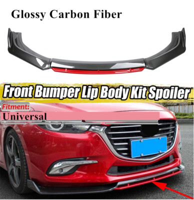 1 Set Carbon Fiber Color Car Front Bumper Splitter Lip Diffuser Spoiler Body Kit