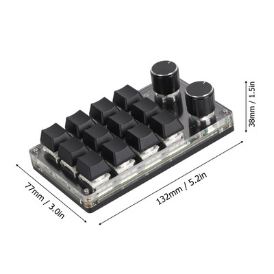 Programmable Macro Keyboard 2 Knobs Blue Switch 12 Keys Mini Keypad With RGB Kit