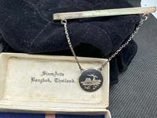 VTG SIAM ARTS BANGKOK NIELLO DANCING GODDESS STERLING SILVER TIE BAR CLIP