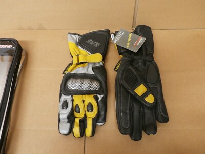 NEU MOTORRADHANDSCHUHE 39,99£ GRÖSSE L LARGE SENF SILBER SCHWARZ CARBON GEPANZERT