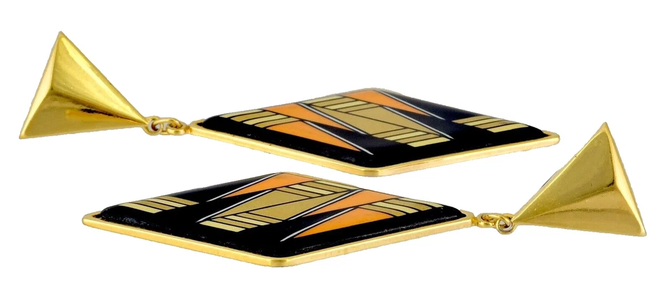 Par de pendientes geométricos grandes vintage MICHAELA FREY Foto 4 de 4