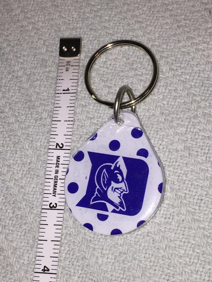 Duke Blue Devils POLKA DOT Rain Drop Blue and White Key Chain Key Ring #GoDuke - Image 4 of 4