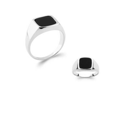 Bague En Argent 925 Avec Onyx Noir Et Nacre - Taille 56 (8), Neuf Avec étiquettes