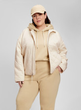 GAP Oatmeal Twill Quilted Bomber Jacket Elastic Hem Size XL NWT