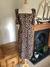 Zara Leopard Animal Print Midi Dress Size S UK10 Bnwt