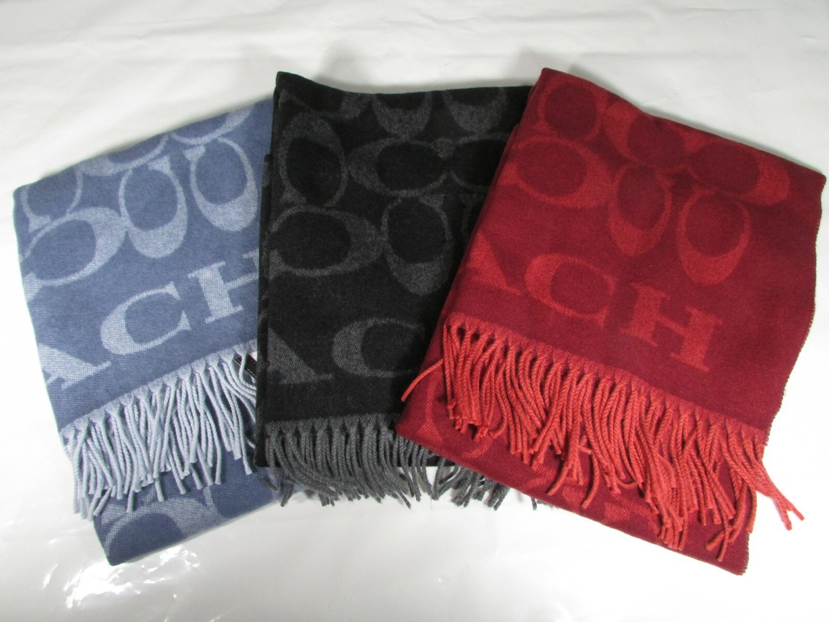 NWT Coach Signature Wool Oversized Muffler F76384 Black or Red | eBay