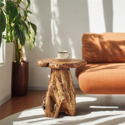 Rustic Cedar Roots Flower Stand Stool, Tree Stump Stool Side Table 19.5'' H