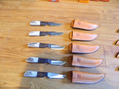 ANZA KNIVES 6 1/2'' ELK & WALNUT HANDLE, BLADE FILESTEEL, LEATHER SHEATH # 10F WK