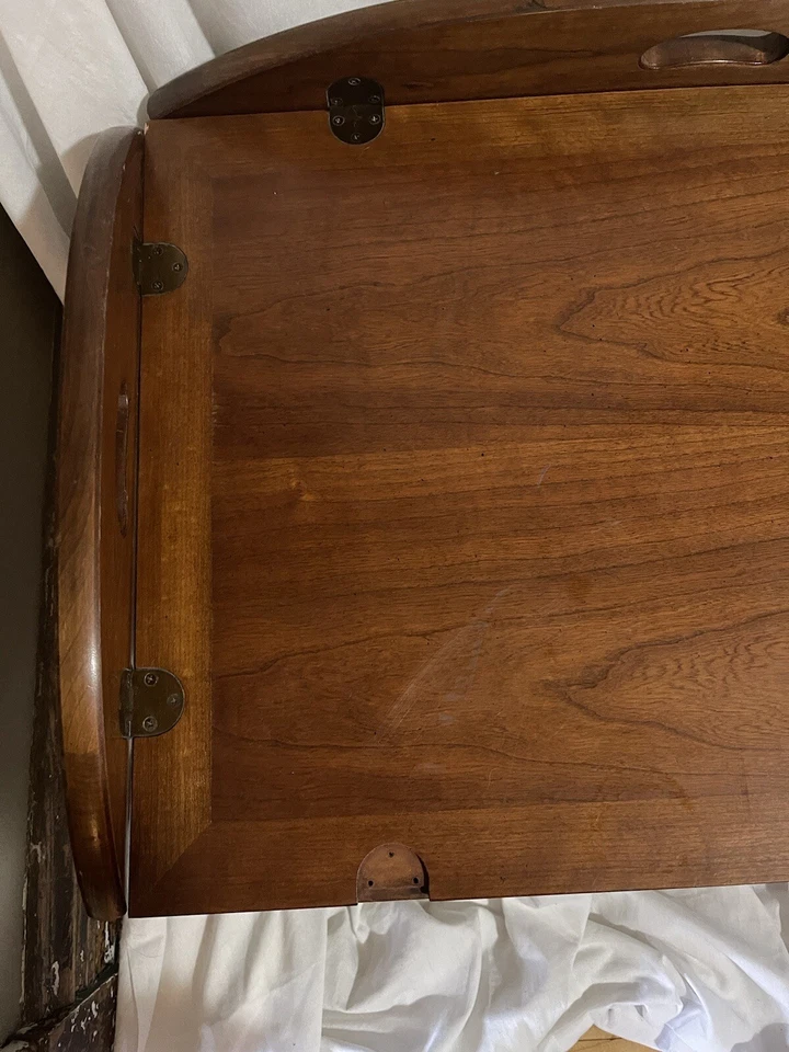 Mesa de centro plegable Thomasville MCM Chippendale caoba mayordomo de colección- Foto 4 de 4