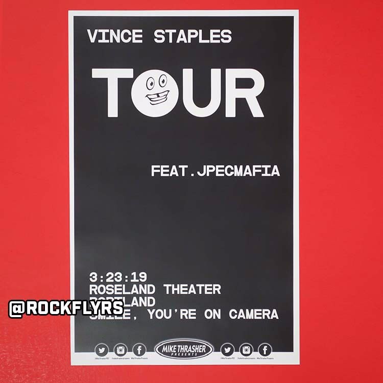 VINCE STAPLES feat. JPEGMAFIA 2019 Concert Promo 11x17 Street Promo Poster.