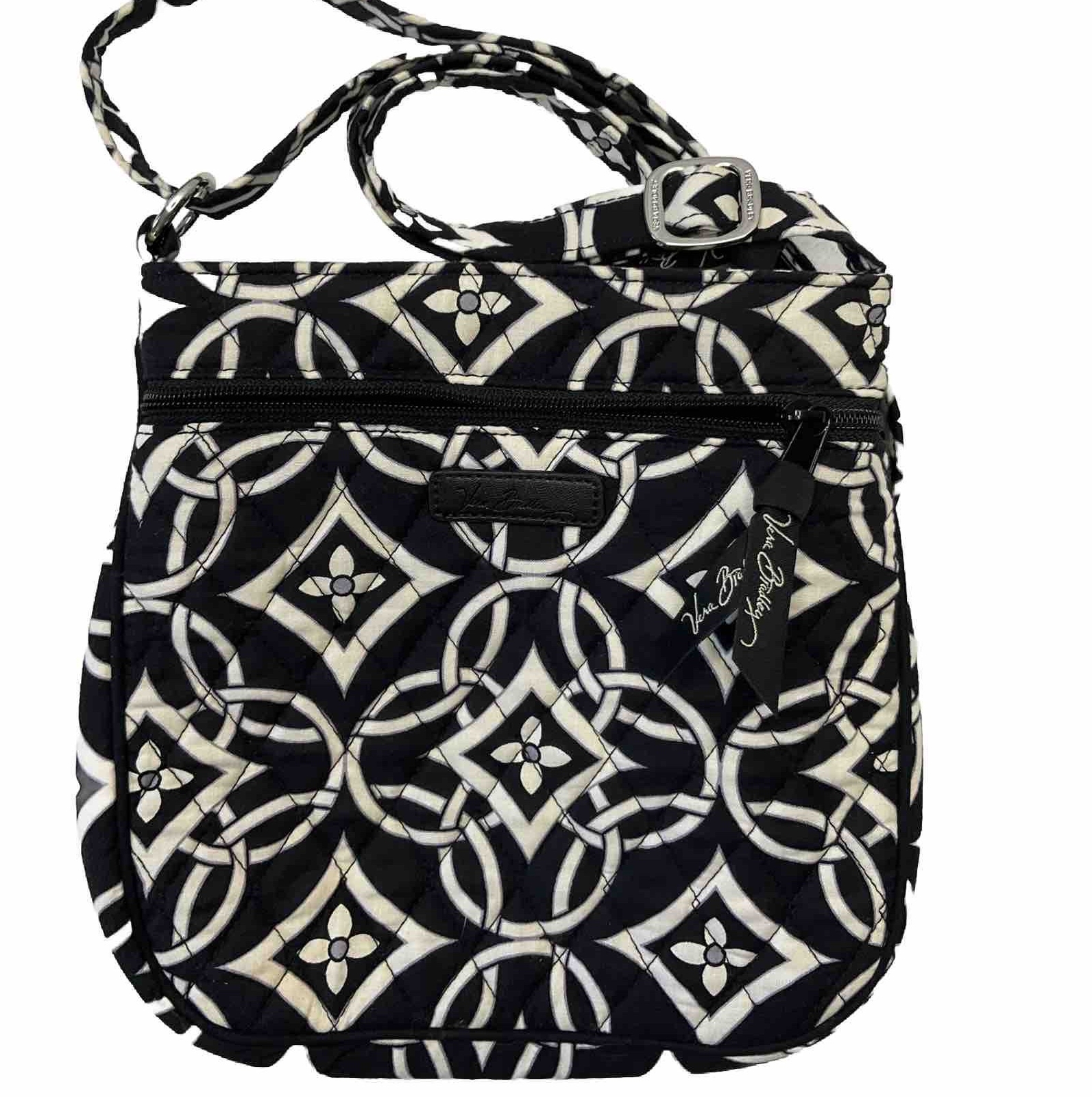 Vera Bradley Crossbody Concerto Shoulder Bag Purse White Black Geometric Small