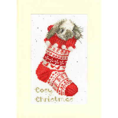 Bothy Threads Grußkarte Kreuzstich Set ''Gemütliche Weihnachten Weihnachtskarte'',