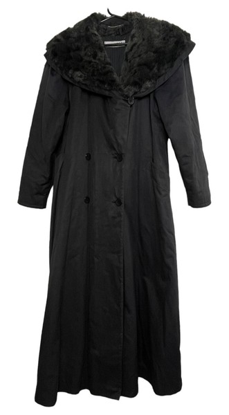 CIRSTEIN Vintage West Germany Long Hooded Faux Fur Trim Coat Womens Size 36