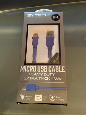 NEW - BYTECH 10 ft Micro USB Cable Heavy Duty Extra Thick Model# BY-MP-CA-108-AC