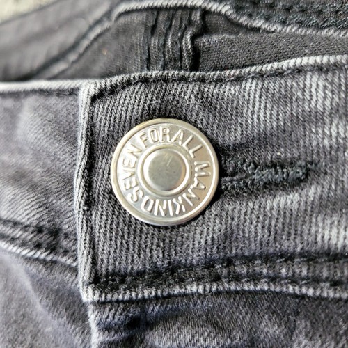 7 For All Mankind Slimmy Jeans Youth Boys 16 Black Cotton Mid Rise Denim Pockets - Picture 17 of 23