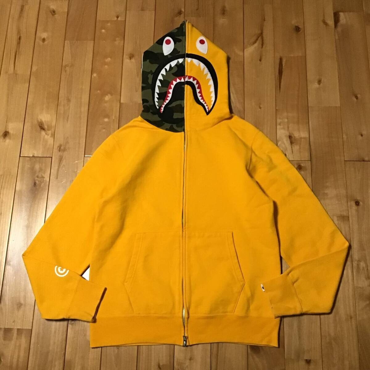 BAPE camo Shark full zip hoodie orange A Bathing Ape Size M | eBay