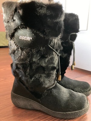 OSCAR SPORT Après Ski Fur Boots WEDGE Made In ITALY Size EU 38, 7.5 NEW!