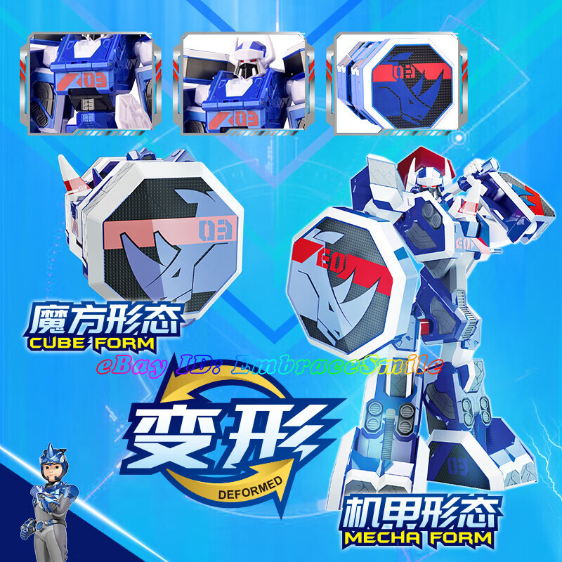 Geo Mecha Beast Guardian Mini NASHORN 03 Blue Rhino Transforming