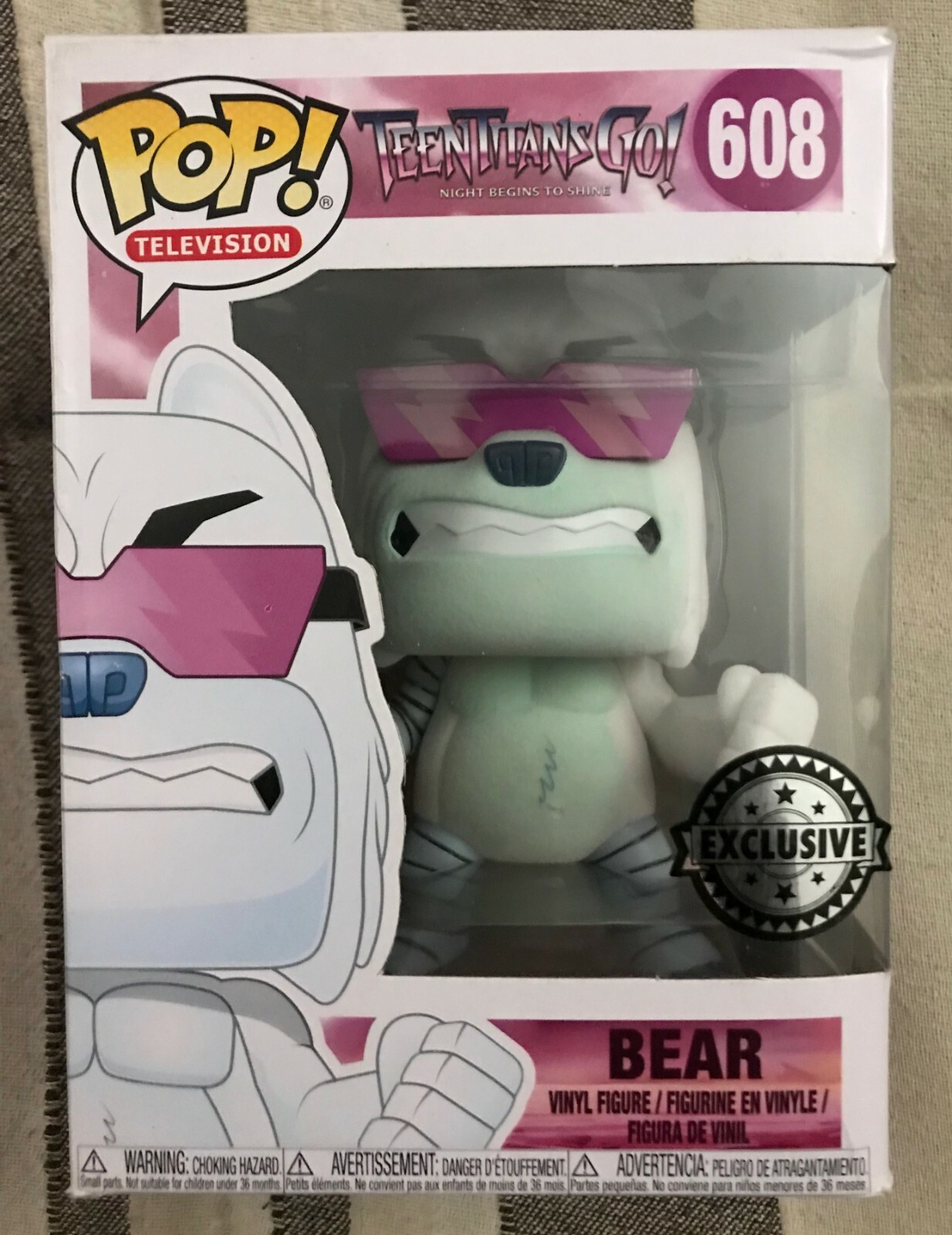 Funko Pop Vinyl Vinile #608 Teen Titans Go! Bear Flocked Exclusive New Rare