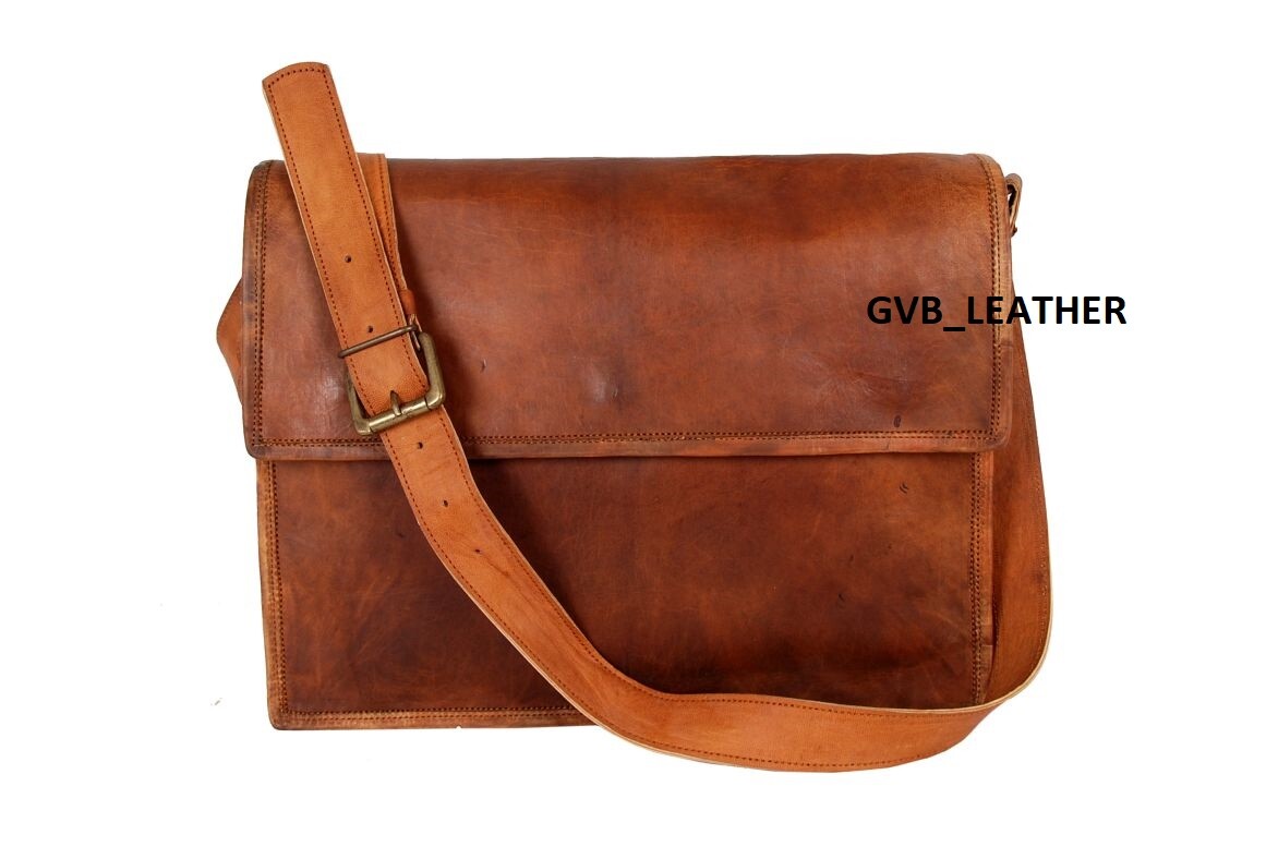 Funda para portátil de hombro de cuero de gran demanda genuina vintage de 18"...