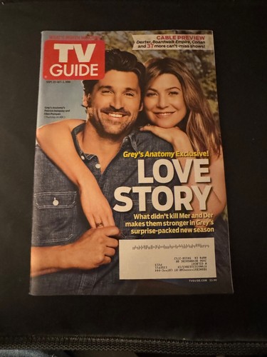 Sept. 2010 TV Guide Magazine Grey's Anatomy Patrick Dempsey Ellen Pompeo Issue